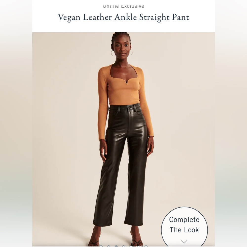 Abercrombie and fitch vegan leather ankle straight pants